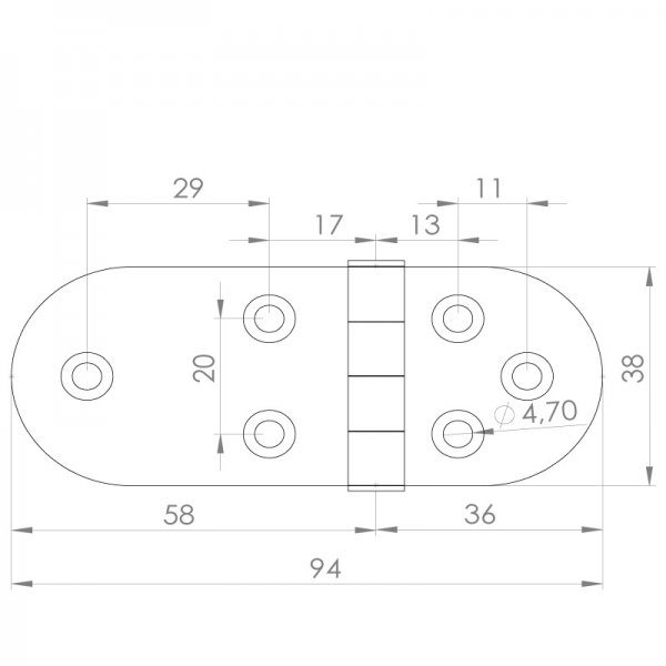 Paslanmaz Yaprak Menteşe 94 x 38 x 2mm