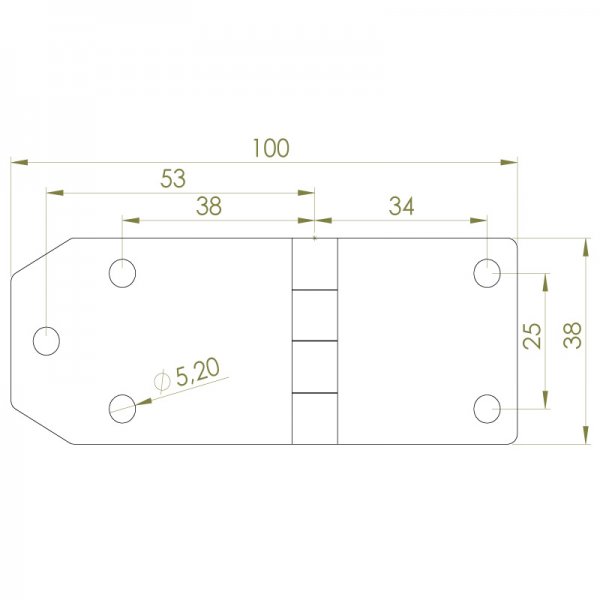 Paslanmaz Yaprak Menteşe 100 x 38 x 2mm