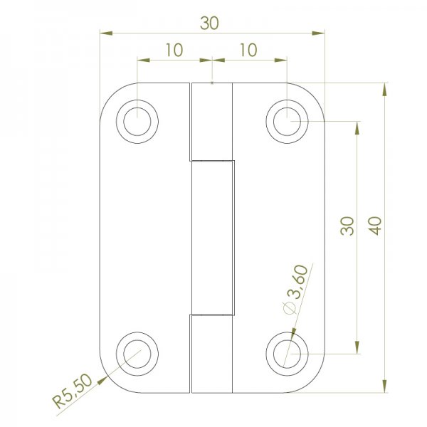 Paslanmaz Yaprak Menteşe 30 x 40 x 1.2mm