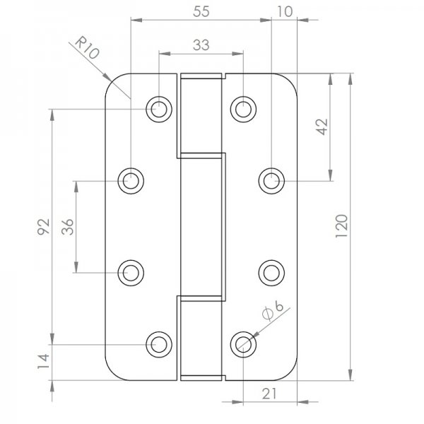 Paslanmaz Kapı Menteşesi 75 x 120 x 4mm