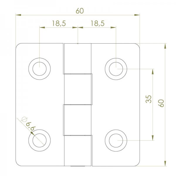 Paslanmaz Yaprak Menteşe 60 x 60 x 3mm