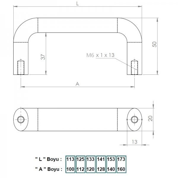 Alüminyum Oval Kulp KP-12 